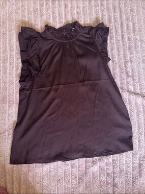 Express Ruffled Mock Neck Camisole - Black
